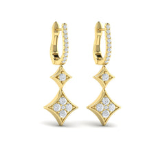 Diamond Double Vlora Star Drop Huggie Earrings
