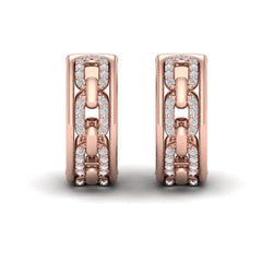 Reverse Channel Set Link Huggie Earrings