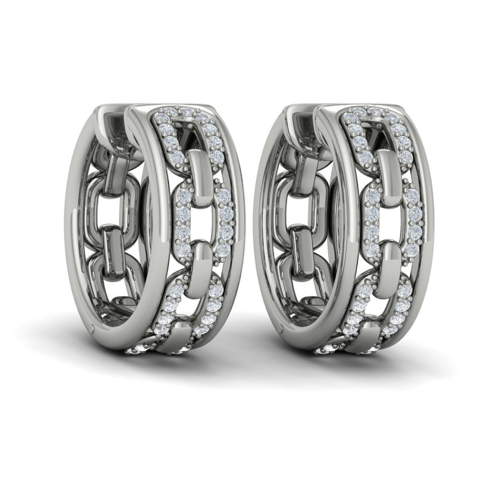 Reverse Channel Set Link Huggie Earrings