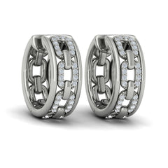 Reverse Channel Set Link Huggie Earrings