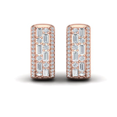 Diamond Baguette Multi Row Huggie Earrings