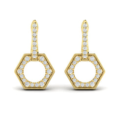 Diamond Open Honeycomb Drop Earrings