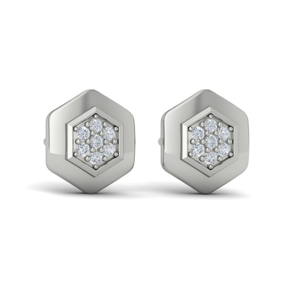 Diamond Cluster Honeycomb Stud Earrings