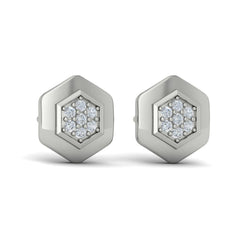Diamond Cluster Honeycomb Stud Earrings