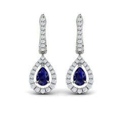 Tear Drop Sapphire and Diamond Earrings