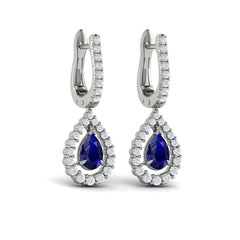 Tear Drop Sapphire and Diamond Earrings