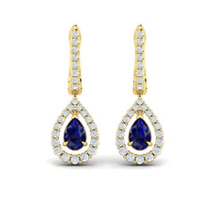 Tear Drop Sapphire and Diamond Earrings