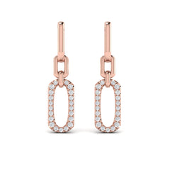 Diamond North South Open Oval Pendant Link Earrings