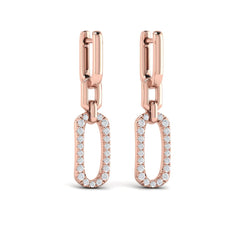 Diamond North South Open Oval Pendant Link Earrings