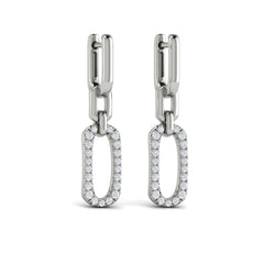 Diamond North South Open Oval Pendant Link Earrings