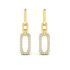 Diamond North South Open Oval Pendant Link Earrings