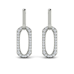 Diamond North South Open Oval Pendant Link Earrings