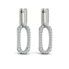 Diamond North South Open Oval Pendant Link Earrings