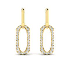 Diamond North South Open Oval Pendant Link Earrings