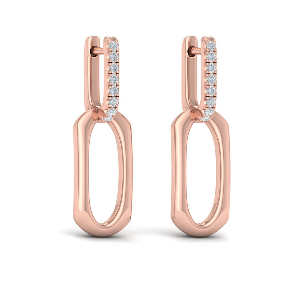 Diamond Accent North South Open Oval Pendant Link Earrings