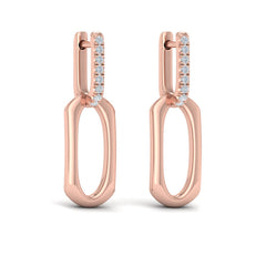 Diamond Accent North South Open Oval Pendant Link Earrings