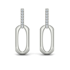 Diamond Accent North South Open Oval Pendant Link Earrings