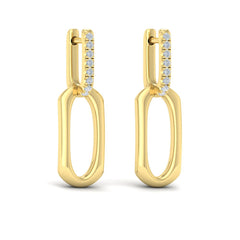 Diamond Accent North South Open Oval Pendant Link Earrings