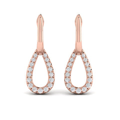 Diamond Open Tear Drop Link Earrings
