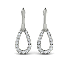 Diamond Open Tear Drop Link Earrings