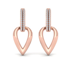 Diamond Accent Open Tear Drop Link Earrings