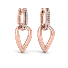 Diamond Accent Open Tear Drop Link Earrings
