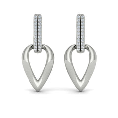Diamond Accent Open Tear Drop Link Earrings