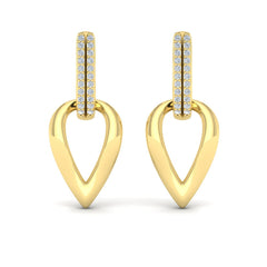 Diamond Accent Open Tear Drop Link Earrings