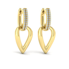 Diamond Accent Open Tear Drop Link Earrings