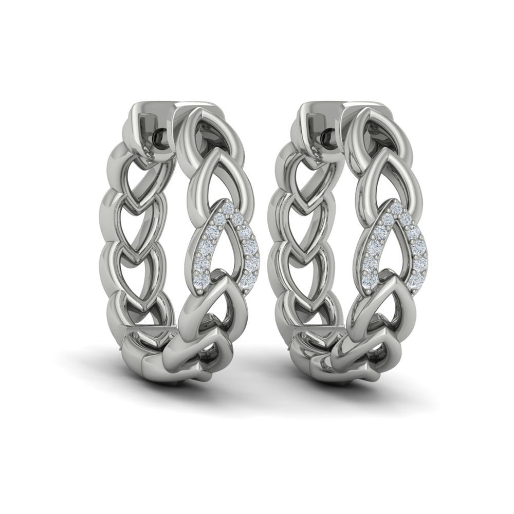 Diamond Accent Open Multi Tear Drop Link Earrings