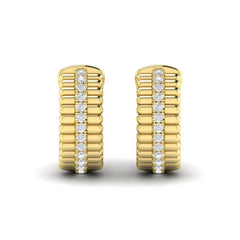 Fluted Huggie Earrings with Center Diamonds