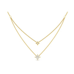 Two Row Diamond Vlora Star Pendant Necklace