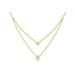 Two Row Diamond Vlora Star Pendant Necklace