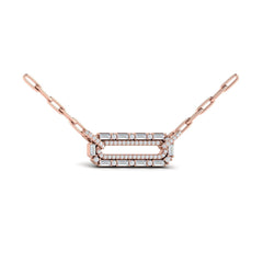 Diamond Baguette Double Row Link Necklace