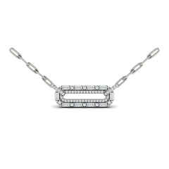Diamond Baguette Double Row Link Necklace