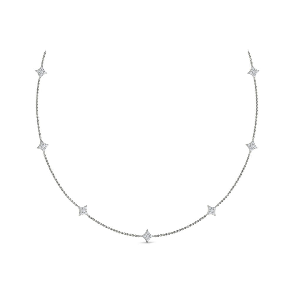 Diamond Cluster Multi Vlora Star Pendant Necklace