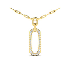 Diamond North South Open Oval Link Necklace