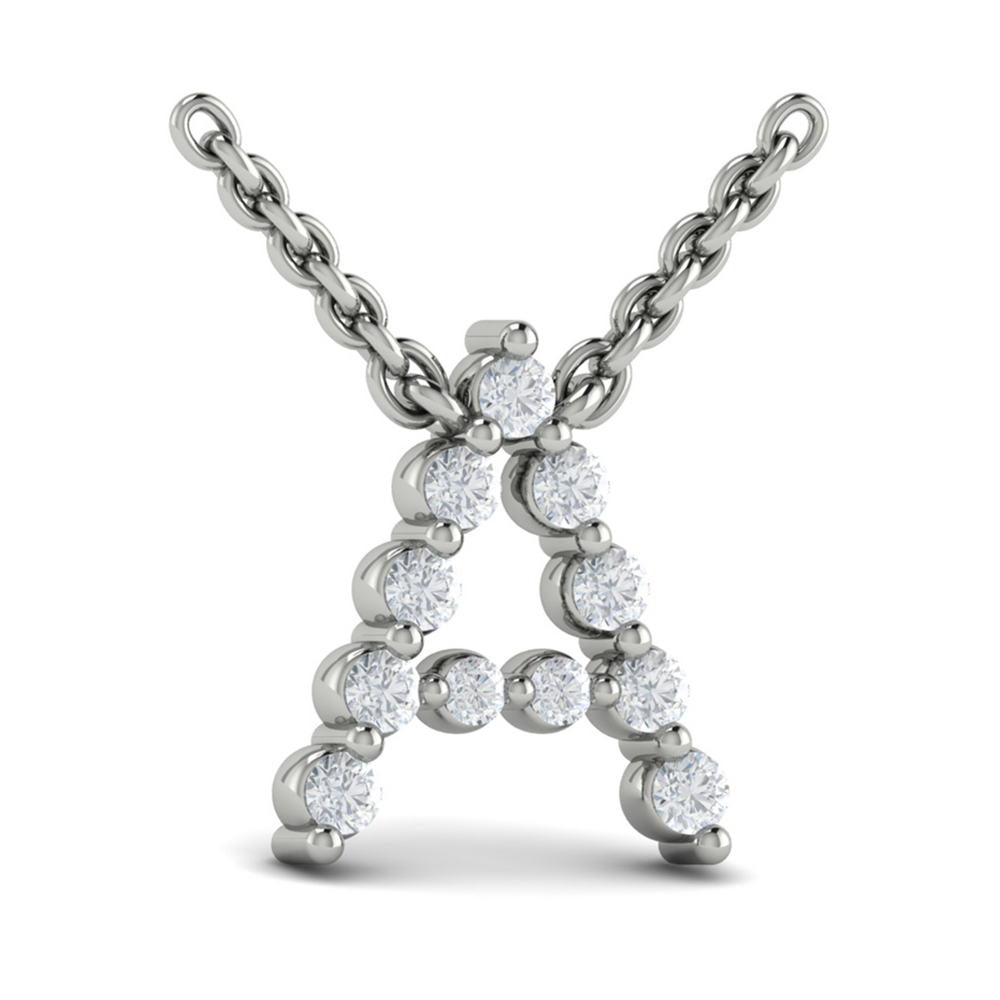 Diamond  Alphabet Pendant Necklace, A