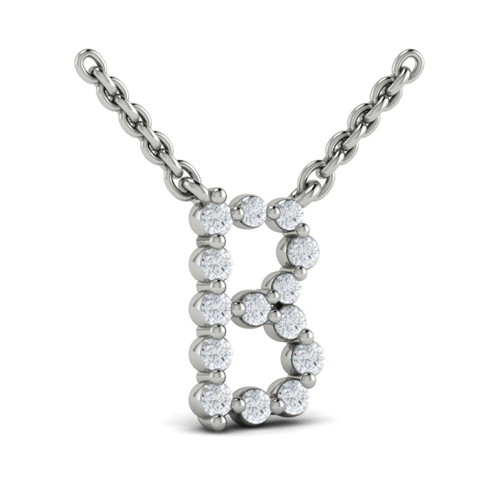 Diamond  Alphabet Pendant Necklace, B