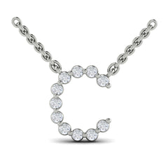 Diamond Alphabet Pendant Necklace, C