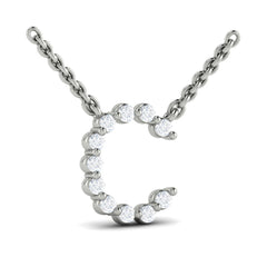 Diamond  Alphabet Pendant Necklace, C