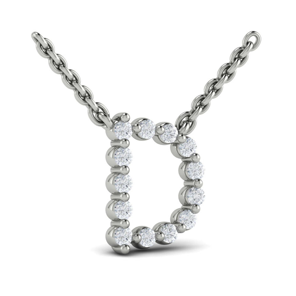 Diamond  Alphabet Pendant Necklace, D