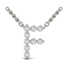 Diamond Alphabet Pendant Necklace, F