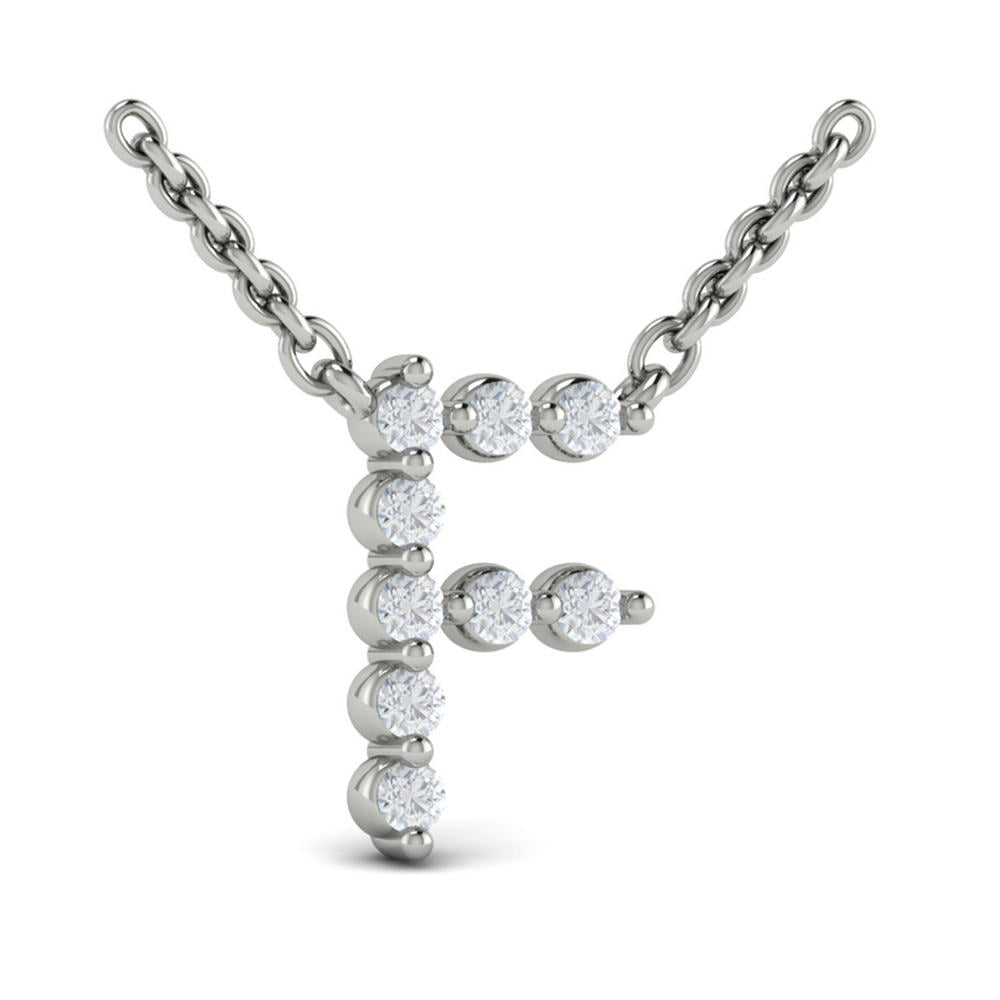 Diamond  Alphabet Pendant Necklace, F