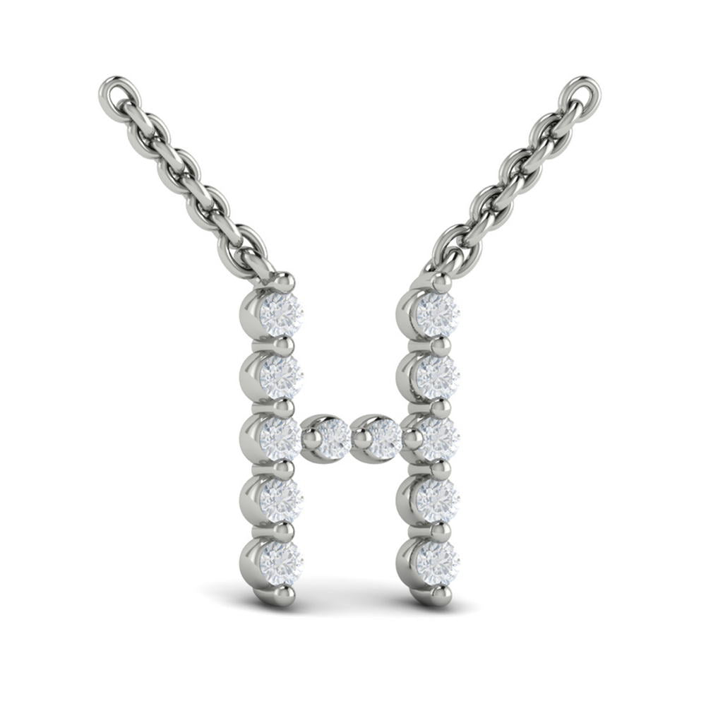 Diamond  Alphabet Pendant Necklace, H