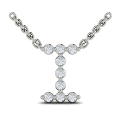 Diamond Alphabet Pendant Necklace, I