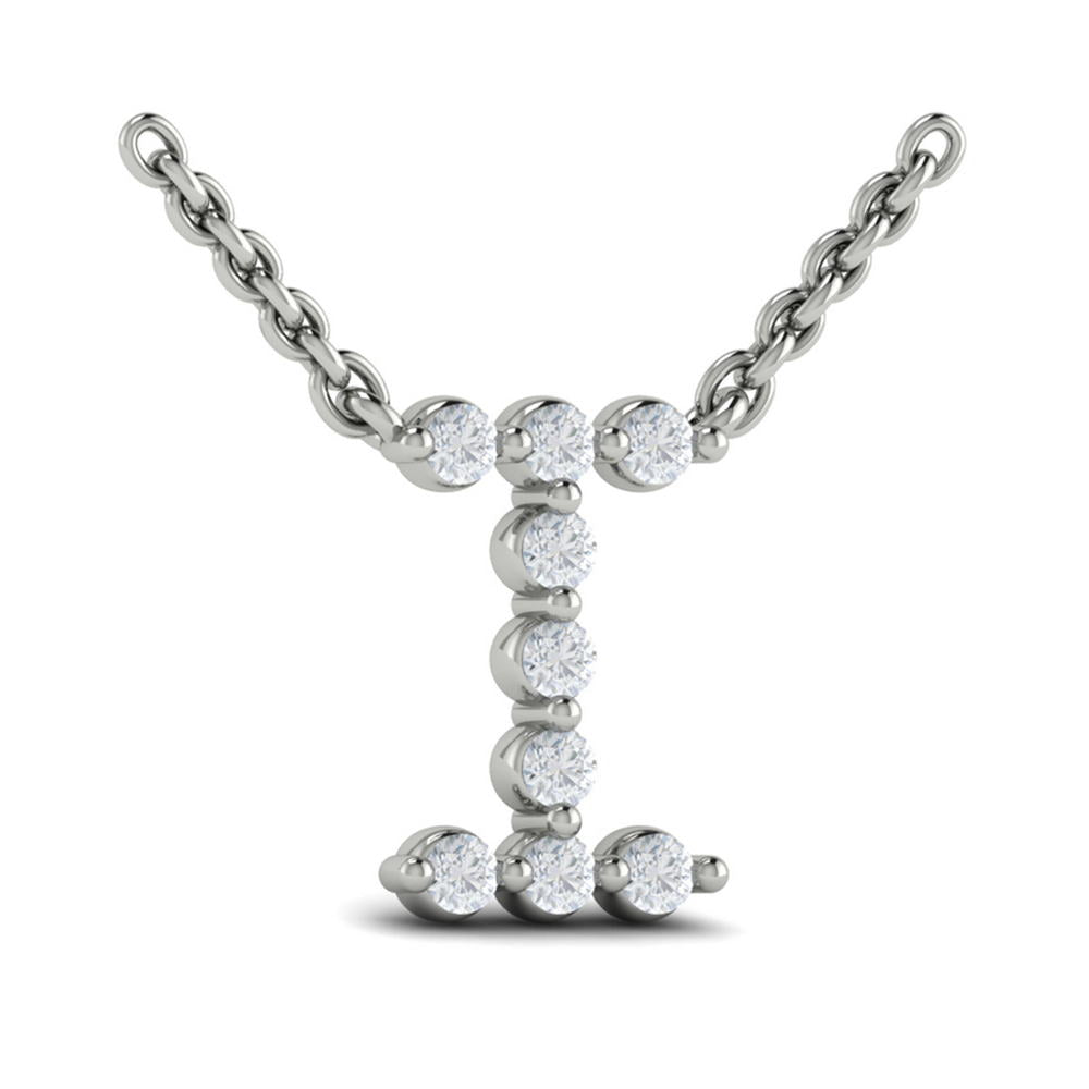 Diamond  Alphabet Pendant Necklace, I