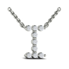 Diamond  Alphabet Pendant Necklace, I