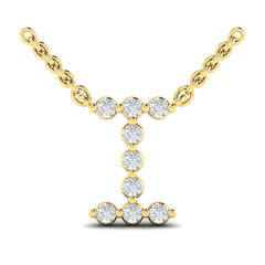 Diamond Alphabet Pendant Necklace, I