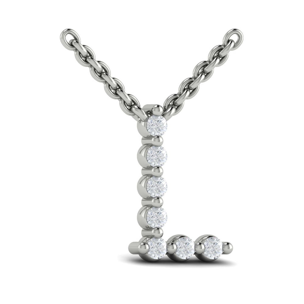 Diamond  Alphabet Pendant Necklace, L